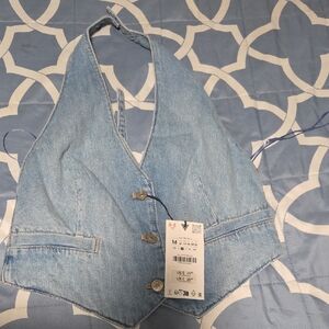 Zara Light Blue Denim Vest